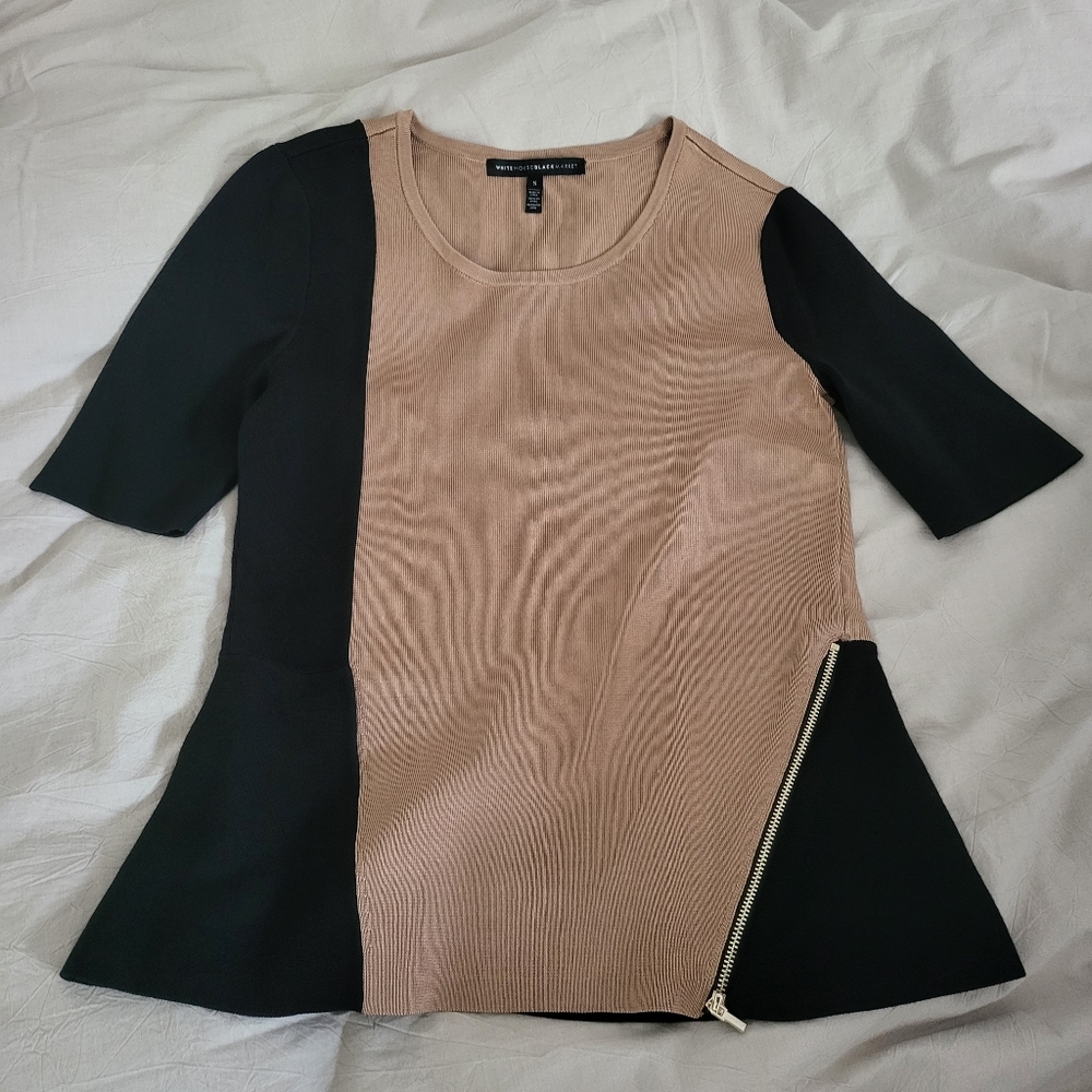 WHBM Zip-Detail Colorblock Top - Picture 5 of 8